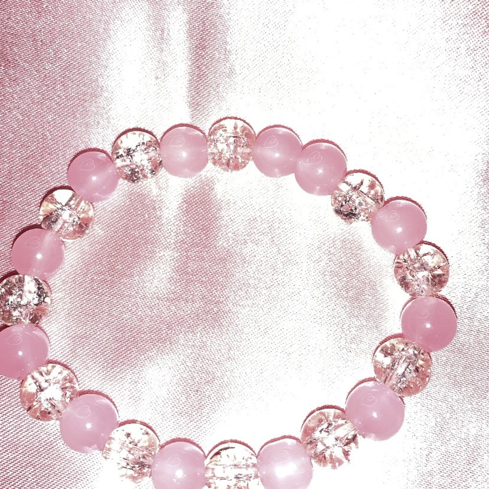 Pink and Clear Beaded Bracelet